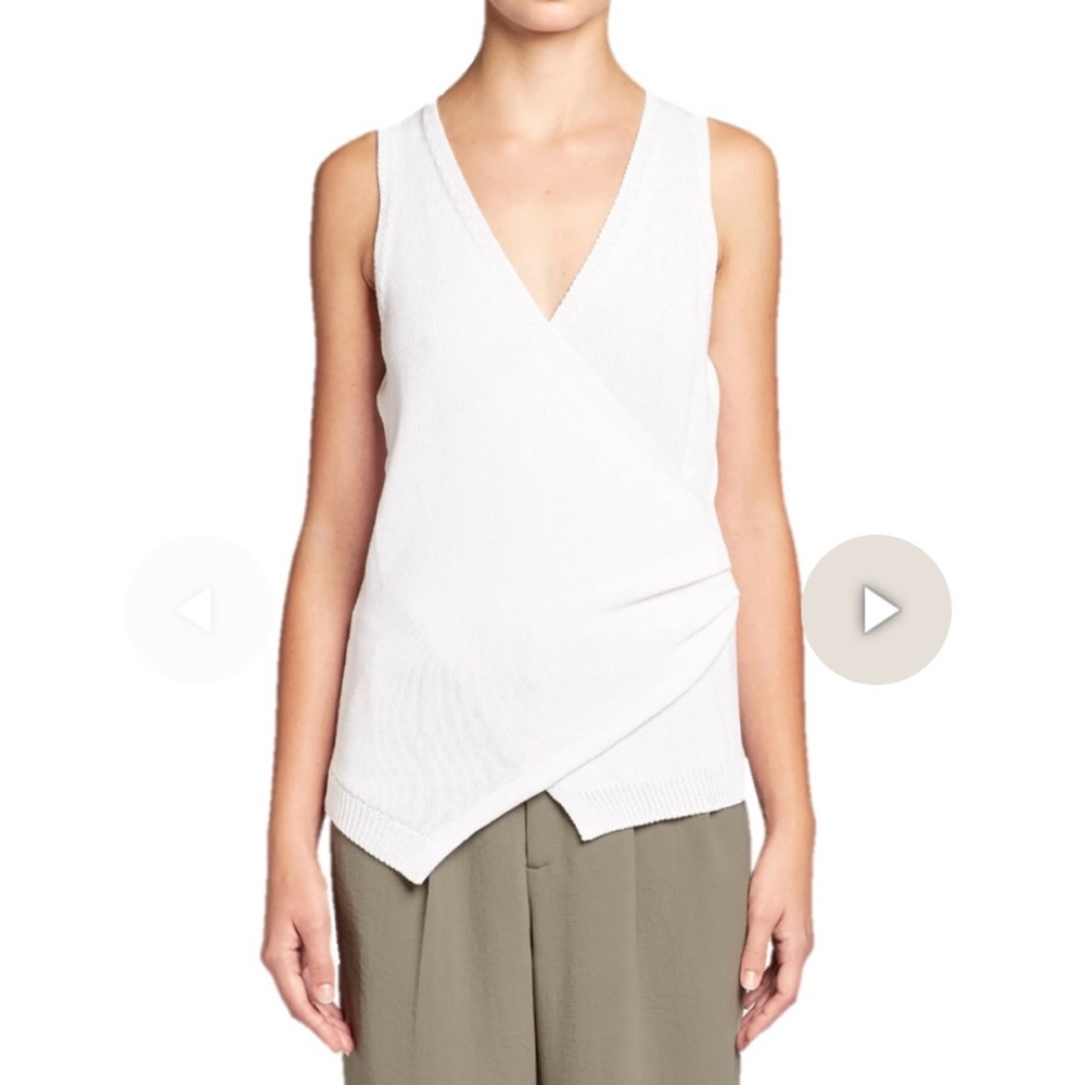 Brochu Walker White Asymmetrical Wrap Tank Top